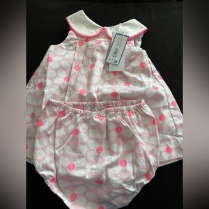 Pink and White Polka Dot Baby Dress Set jacadi
